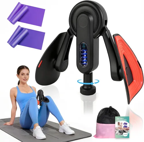 Ejercitador interior de muslo para mujer, 15-80 libras, entrenamiento de muslos de resistencia ajustable con banda de resistencia (2 unidades),