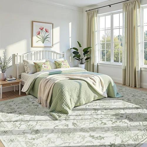 Miniatura 8 de Alfombra de área pequeña de 2 x 3 pulgadas, color beige, para entrada, baño, cocina, antideslizante, de pelo bajo, lavable, moderna alfombra bohemia