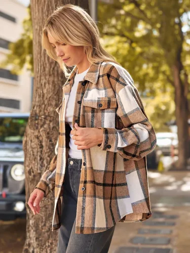 Miniatura 3 de AUTOMET Atuendos de otoño para mujer, ropa de moda, camisas, chaquetas de franela a cuadros con botones y manga larga 2024