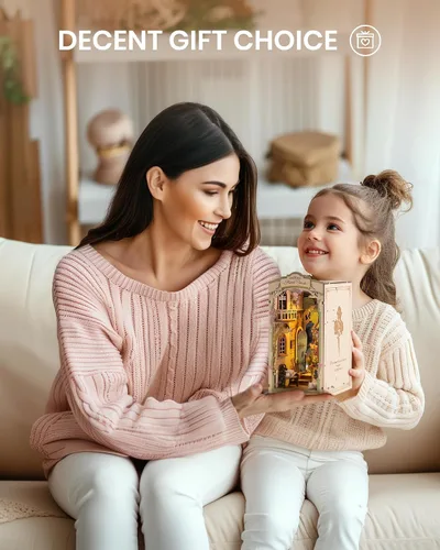 Miniatura 7 de Rolife Kits de rincón de libros para adultos, kit de rincón de libros en miniatura para decoración de habitación del hogar, rompecabezas de madera