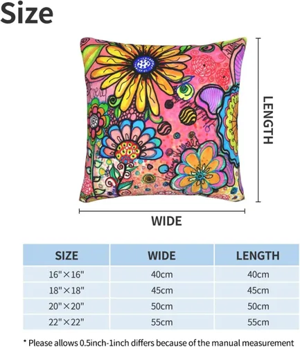Miniatura 2 de Fiokroo Juego de 2 fundas de almohada cuadradas para sofá, dormitorio, sala de estar, automóvil, 16 x 16 pulgadas