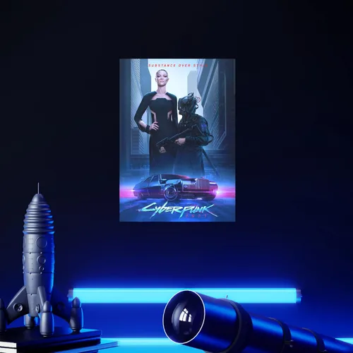 Miniatura 6 de Displate Póster de metal oficial Cyberpunk 2077, montaje magnético incluido, obra de arte con licencia moderna, decoración de pared, estilos