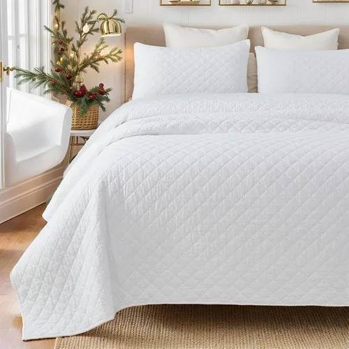 Miniatura 12 de Brandream Juego de ropa de cama de algodón de 3 piezas de 3 piezas con diseño de diamantes beige terroso, moderno, bohemio, chic y minimalista
