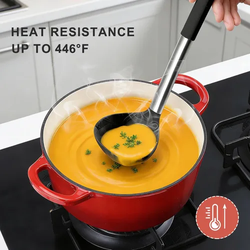 Miniatura 8 de Onader Juego de utensilios de cocina, 15 piezas de utensilios de cocina de silicona con soporte y mango de acero inoxidable resistente al calor