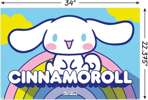 Miniatura 3 de Hello Kitty and Friends: 22 Over The Rainbow - Póster de pared de Cinnamoroll, 34 pulgadas de largo x 22.4 pulgadas de ancho, versión sin marco