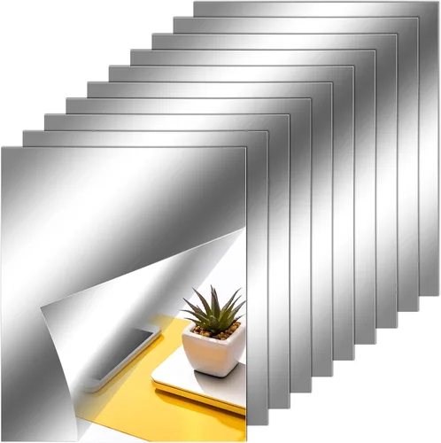 Miniatura 9 de Zonon Hojas de espejo flexibles autoadhesivas, no de vidrio, azulejos adhesivos para decoración de pared del hogar (20 piezas, 6 x 9 pulgadas)