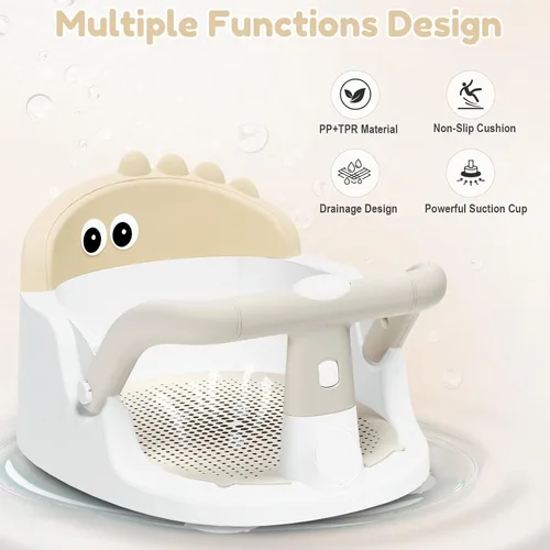 Miniatura 3 de Asiento de baño para bebés de 6 meses en adelante sentados, silla de baño antideslizante con ventosa, seguro y cómodo asiento de baño infantil
