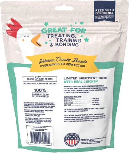 Miniatura 3 de Natural Balance Limited Ingredient Rewards - Galletas crujientes, golosinas de tamaño bocado para perros de raza pequeña, hechas con pollo real, 8