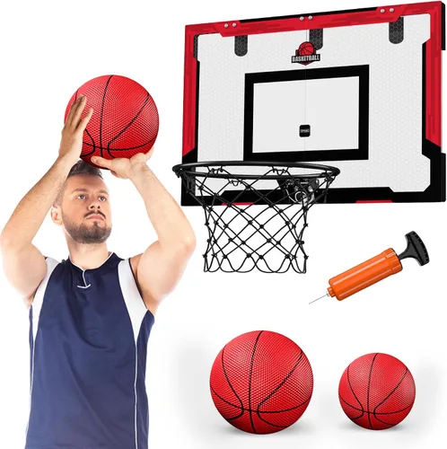 Miniatura 10 de HYES Aro de baloncesto grande de 24" x 16" pulgadas para interiores para adultos, aro de baloncesto sobre la puerta con tablero resistente, juguetes