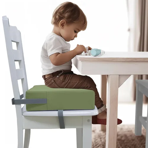 Miniatura 9 de Eiury Asiento elevado para mesa de comedor, asiento elevador para silla de cocina, cojín de poliuretano impermeable con correas de hebilla Verde