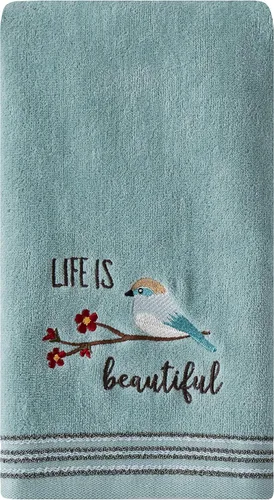 Miniatura 2 de SKL Home by Saturday Knight Ltd. Life Is Beautiful - Juego de toallas de mano de 2 piezas, color aguamarina La vida es hermosa