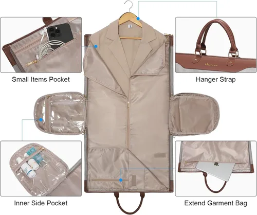 Miniatura 4 de Modoker Bolsas de ropa de mano para viajes, bolsa de lona convertible con correa para el hombro para hombres y mujeres, 2 en 1 para colgar maleta