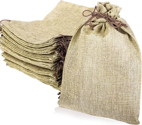 Miniatura 7 de LYSXP 50 bolsas de arpillera con cordón, 3 x 4 pulgadas, color crema, bolsa de regalo, bolsas de joyería para recuerdos de fiesta de boda, Crema 3 x