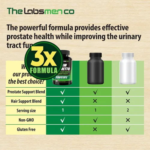 Miniatura 7 de 3X Formula - Suplementos naturales para la salud de la próstata para hombres, Saw Palmetto para reducir los viajes nocturnos al baño +