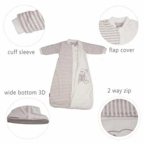 Miniatura 5 de Manta de manga larga para niños pequeños (2-4 años), saco de dormir cálido para bebé con brazos Tog 2.0 de franela de terciopelo para 4 estaciones