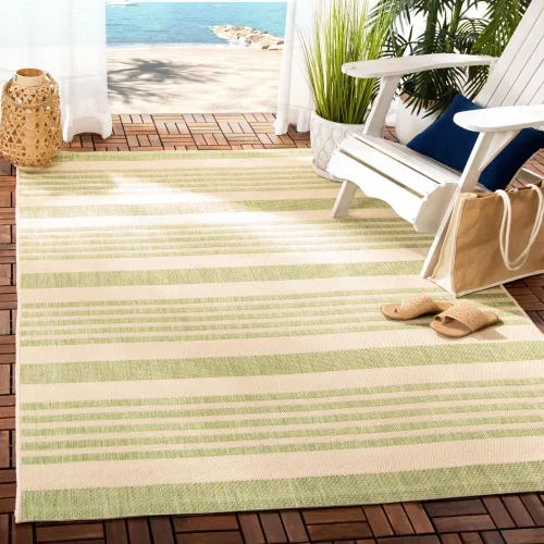 Miniatura 63 de SAFAVIEH Courtyard Collection - Alfombra decorativa, 2.3 x 5 pies, beige y verde oscuro, para interior/exterior, resistente a la intemperie