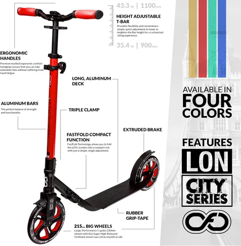 Miniatura 2 de Crazy Skates Patinete plegable para adultos, adolescentes y niños con correa de transporte - Plegable rápido, manubrio ajustable y ligero