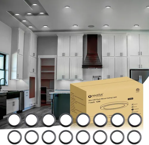Miniatura 17 de Lámpara de techo LED de 7 pulgadas, montaje empotrado, atenuable, luz de techo plana redonda ultra delgada de 5000 K, luz diurna, lámpara de techo