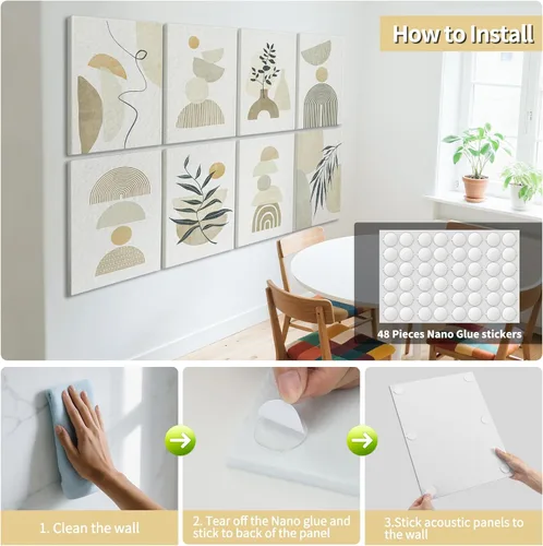 Miniatura 7 de Art3d paneles insonorizantes para pared 48"x32", paquete de 8 paneles acústicos de pared con arte, paneles de pared decorativos y absorbentes