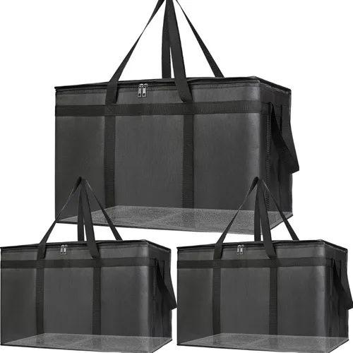 Miniatura 14 de Bodaon Paquete de 3 bolsas aisladas para entrega de alimentos, bolsas enfriadoras de pizza XXXL, bolsa de entrega de viaje compartido, soporte