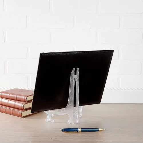 Miniatura 4 de Fine Stationery Porta certificados de piel sintética negra con soporte de caballete acrílico, paquete de 3, capacidad para documentos tamaño carta