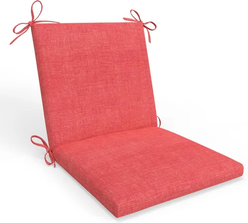 Miniatura 8 de Pillow Perfect 1 cojín sólido para asiento de silla con respaldo sólido para interior/exterior con lazos, esquinas redondeadas, asiento profundo