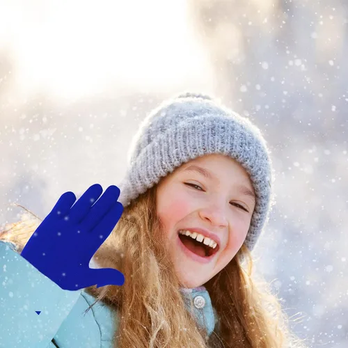 Miniatura 26 de Hicdaw 6 pares de guantes de invierno para niños, guantes de punto elásticos y cálidos para niños o niñas