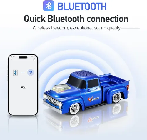 Miniatura 2 de WSTER Altavoz Bluetooth retro para auto, altavoces Bluetooth portátiles con radio FM, emparejamiento estéreo TWS, luces LED de fiesta, reproducción