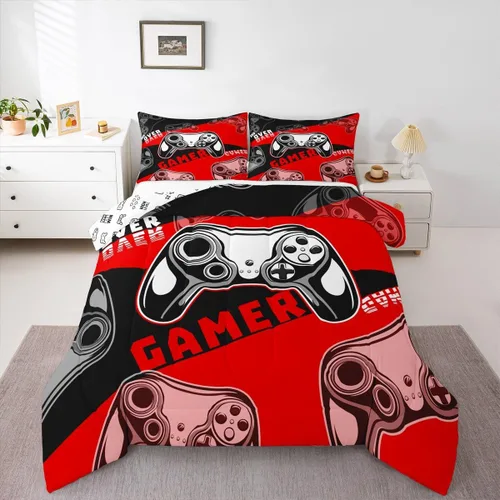 Miniatura 40 de Edredón de videojuegos para niños y adolescentes, juego de ropa de cama individual, juego de edredón para niños y jugadores, decoración del hogar