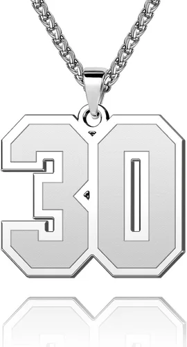 Collar deportivo número del 1 al 99 para niño y hombre, colgante de número de jersey de la suerte, 0.984in de alto, joyería de acero inoxidable de