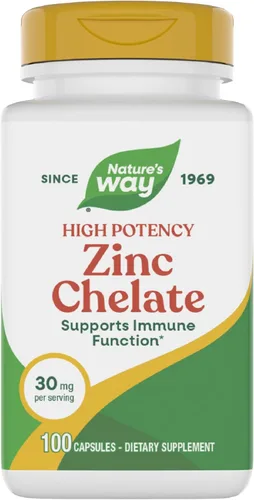 Nature's Way Quelato de zinc, apoya la función inmunológica*, 30 mg por porción, 100 cápsulas