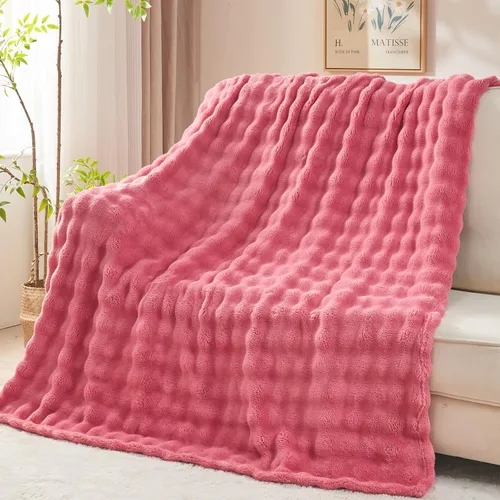 Miniatura 38 de NEWCOSPLAY Manta para Sofá Aqua Súper Suave de Franela Polar 3D Burbuja Ligera Manta de Cama para Uso en Todas las Estaciones (Aqua, Throw(50"x60"))