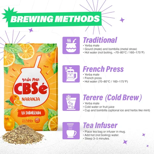 Miniatura 2 de Yerba Mate CBSe Sabor a Naranja, 1.1 libras, de Argentina