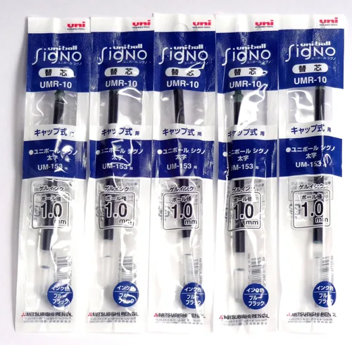 Uni-Ball Signo Broad Point Gel Impact Pen - Recambios de tinta azul y negra, 0.039 pulgadas, juego de 5 (importación de Japón) [Paquete original de