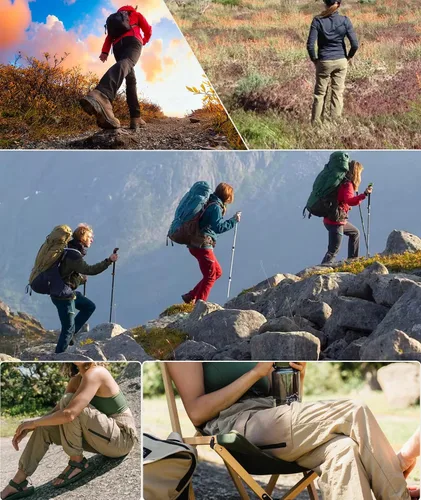 Miniatura 6 de Women's Hiking Pants Quick Dry Lightweight Water Resistant Cargo Pants Elastic Waist Cargo Athletic Pants for All Seasons