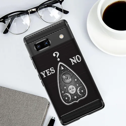 Miniatura 4 de CasesOnDeck Slim TPU Case Compatible with Google Pixel 7A (2023) / Pixel 7A Case [Flex Carbon] Cool Ultra Thin Slim Black TPU - Ouija Yes No
