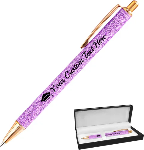Miniatura 54 de Hasta 100 bolígrafos personalizados con nombre a granel, bolígrafo con purpurina de impresión personalizada, grabado gratis, texto con logotipo