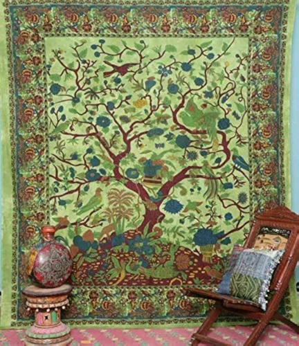 Miniatura 12 de Popular Handicrafts Tree Of Life - Tapiz psicodélico hippie de tamaño individual para colgar en la pared, diseño de maditación india, gitano, Azul