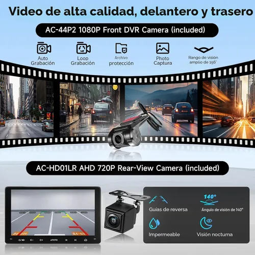 Miniatura 3 de ATOTOZONE A5L - Estéreo Android de doble DIN para automóvil de 7 pulgadas con cámara de tablero DVR de 1080P y cámara de respaldo, CarPlay Android