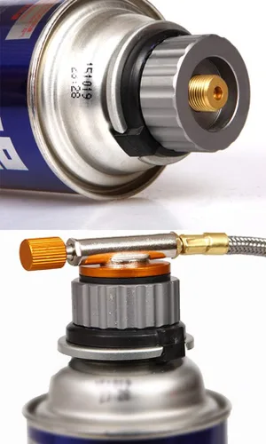 Miniatura 6 de Quemador portátil a prueba de viento con encendido piezoeléctrico, adaptador de estufa, caja de almacenamiento de plástico, fuerte potencia