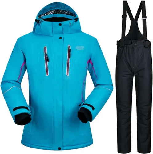 Miniatura 24 de Conjunto de chaquetas y pantalones de esquí para mujer, invierno al aire libre, talla grande, trajes de esquí cálidos con capucha, trajes de nieve E