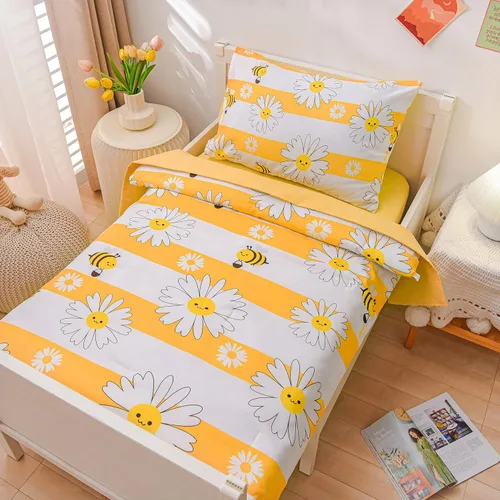 Miniatura 4 de Btargot Juego de ropa de cama ultra suave de 4 piezas para niños pequeños, juegos de edredón de corazones de amor de dibujos animados y luna Negro