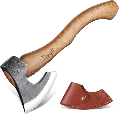 Tivoli Hachas y hachas de campamento de 15 pulgadas, hacha de bushcraft para división de madera y leña, hachas de corte de acero al carbono forjado