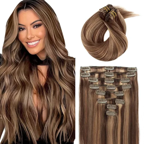 Miniatura 18 de ABH AMAZINGBEAUTY HAIR Extensiones de cabello humano negro con clip, 8 piezas de extensiones de volumen con clip, 4.23 onzas, sedoso, lacio, suave