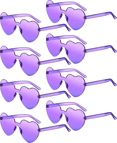 Lentes de sol sin marco, en forma de corazón, transparentes, color caramelo, para recuerdos de fiesta, 8 pares.
