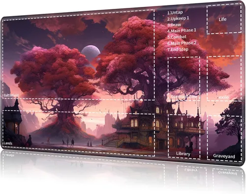 Miniatura 33 de Tapete de juego para MTG Card Playmat con zona, tapete de juego para MTG TCG de 24 x 14 pulgadas, tapete de juego antideslizante para tablero
