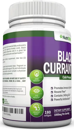 Miniatura 4 de Aceite de grosella negra, 1000 mg, 180 cápsulas blandas, aceite de semilla de grosella negra puro prensado en frío, sin hexano, 140 mg de GLA por