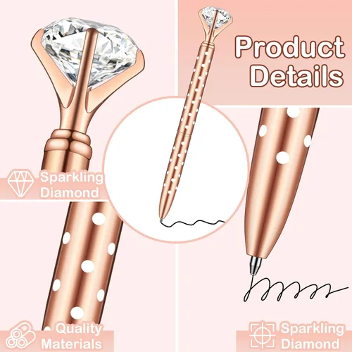 Miniatura 3 de PASISIBICK 16 piezas de bolígrafos con diamante grande - Bolígrafos de metal con cristal brillante de boda con tinta negra (4 colores mixtos)
