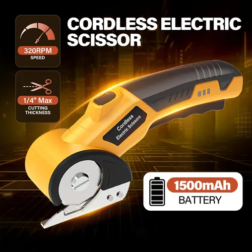 Miniatura 4 de Tijeras eléctricas, cortador de cartón con 2 cuchillas, bloqueo de seguridad y luz LED, tijeras eléctricas inalámbricas para cortar, alfombras