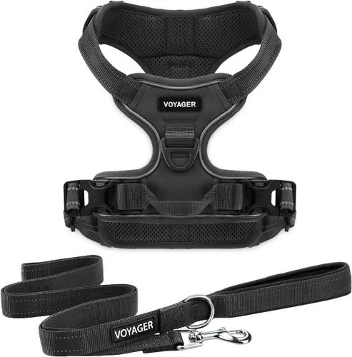 Miniatura 12 de Voyager - Arnés con doble correa para perro, con control sin tirones, ajustable, suave pero fuerte para mascotas, para perros medianos y grandes